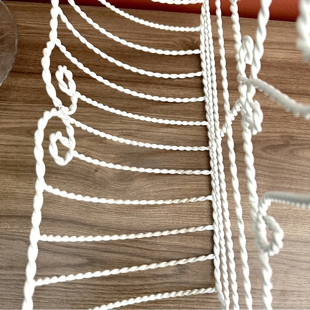 Vintage Wire Wall Basket Rustic Victorian White Heart Design Shabby Chic Planter
